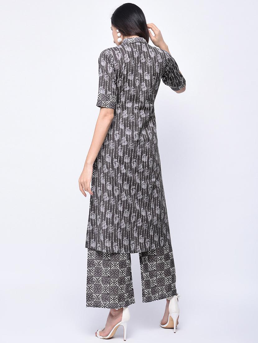 batik kurta with palazzo set - 15926937 - Zoom Image - 2