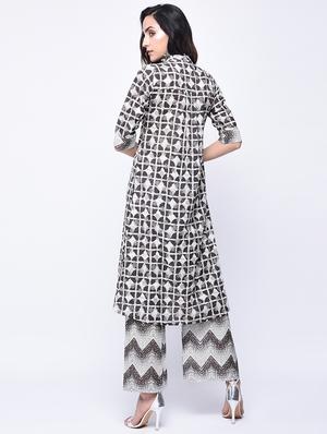 printed kurta with palazzo set - 15926938 - Standard Image - 2