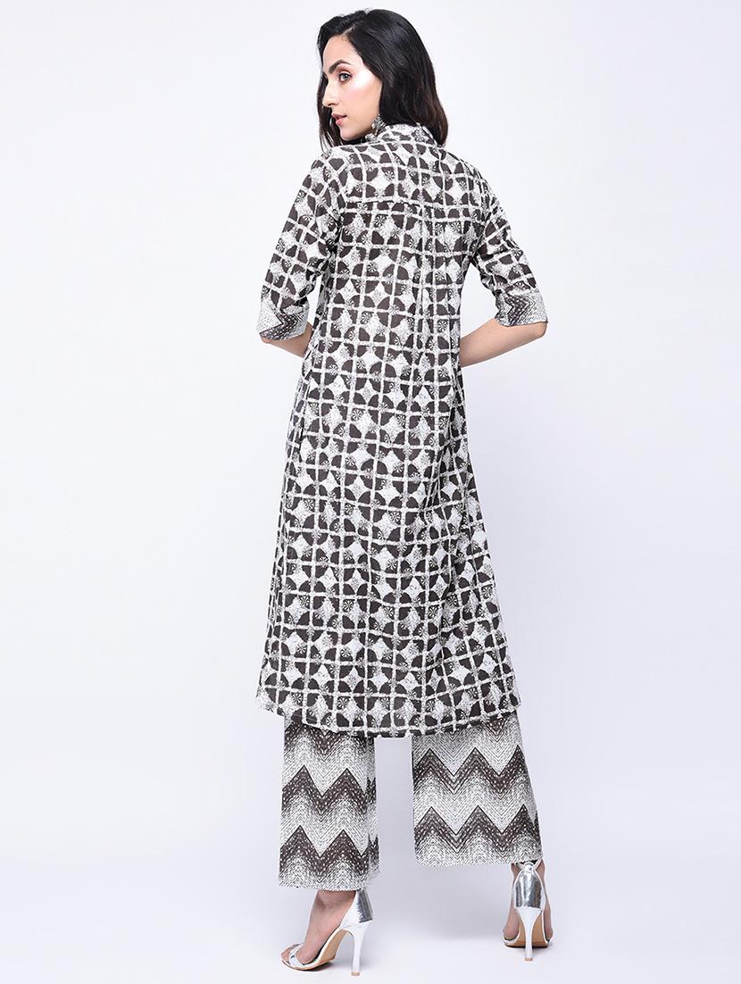 printed kurta with palazzo set - 15926938 - Zoom Image - 2