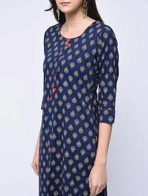 printed front slit kurta with palazzo set - 15926940 - Standard Image - 3