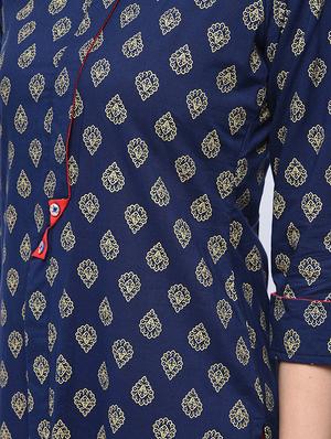 printed front slit kurta with palazzo set - 15926940 - Standard Image - 4
