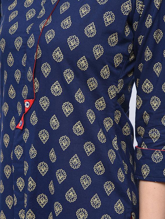 printed front slit kurta with palazzo set - 15926940 - Zoom Image - 4