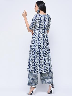 printed kurta with palazzo set - 15926954 - Standard Image - 2