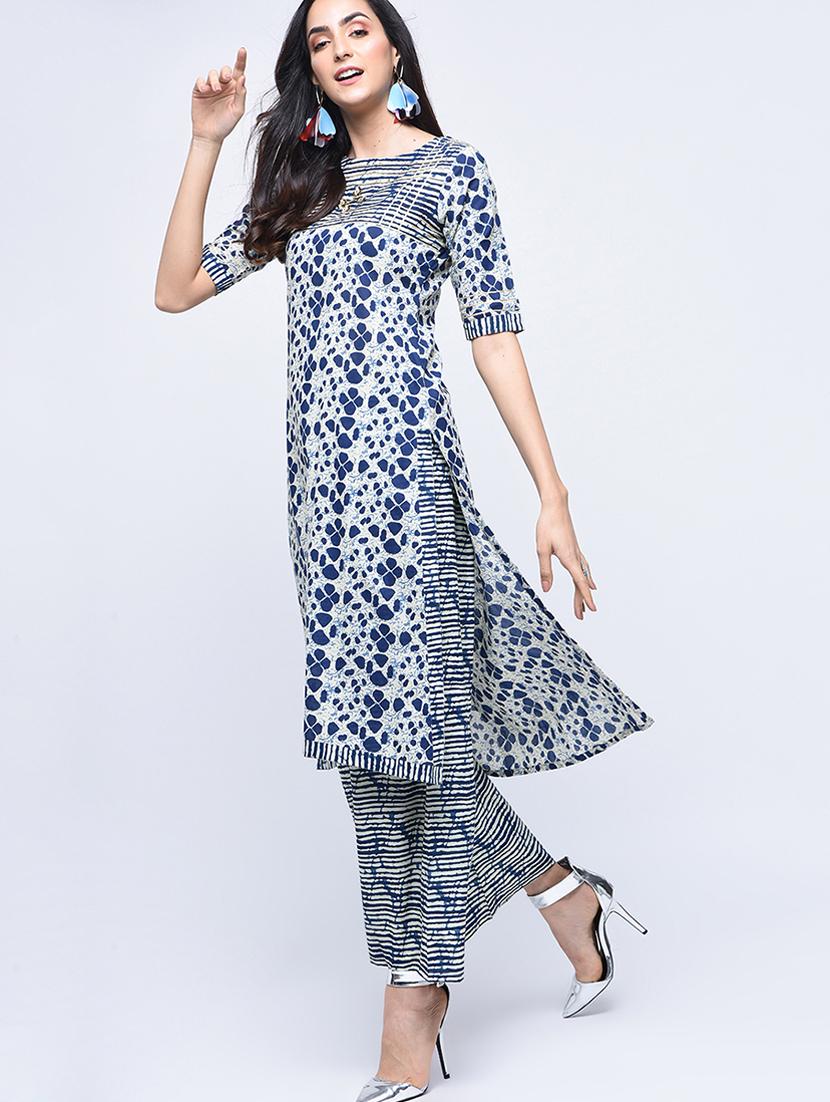 printed kurta with palazzo set - 15926954 - Zoom Image - 1