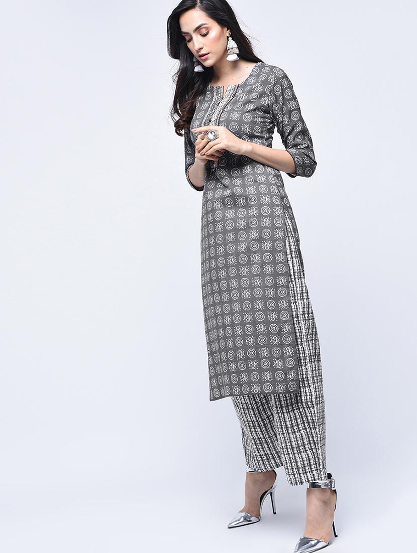 printed kurta with palazzo set - 15926955 - Zoom Image - 1