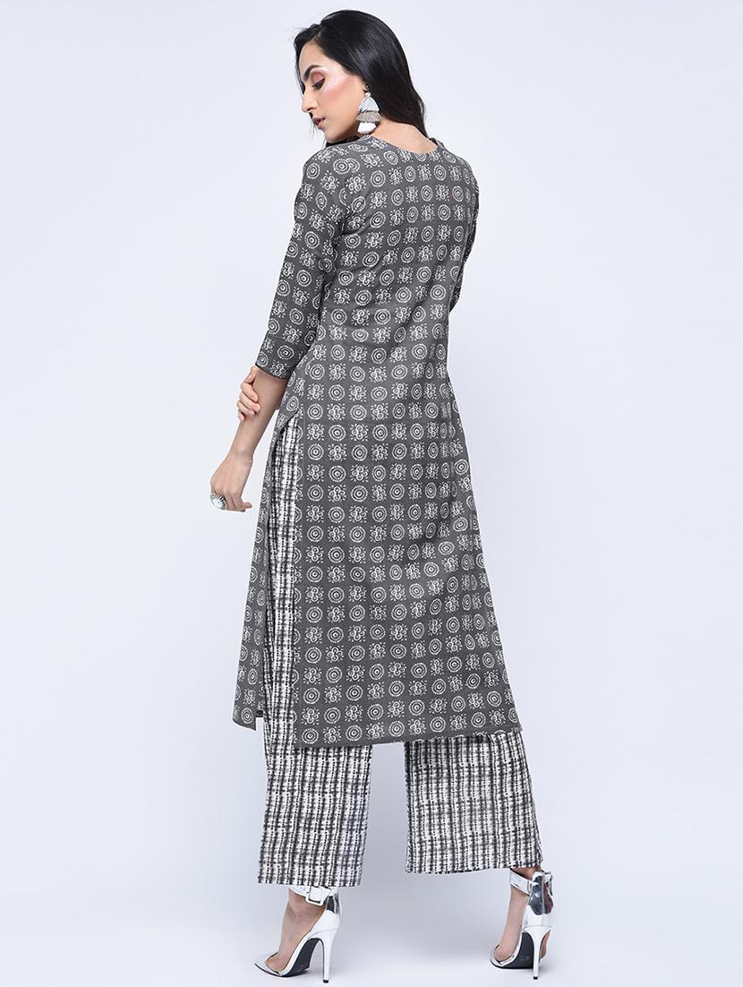 printed kurta with palazzo set - 15926955 - Zoom Image - 2