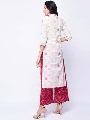 sequined printed kurta with palazzo set - 15926957 - Standard Image - 2