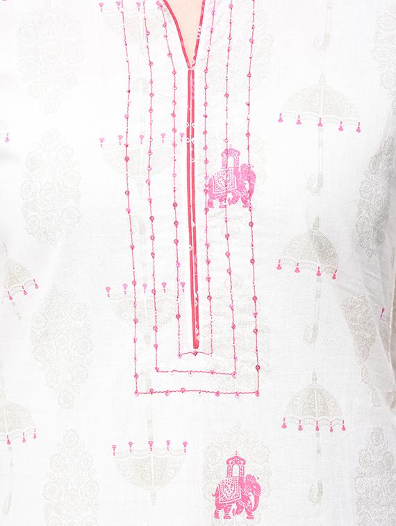 sequined printed kurta with palazzo set - 15926957 - Zoom Image - 4