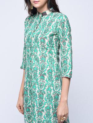 printed buttoned kurta with palazzo set - 15926958 - Standard Image - 3