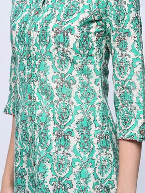 printed buttoned kurta with palazzo set - 15926958 - Standard Image - 4