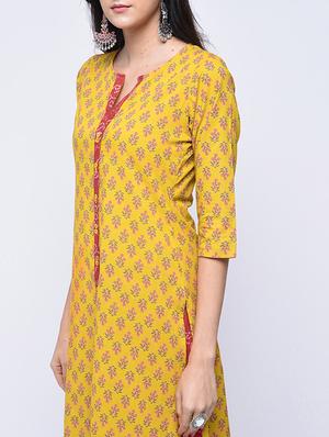printed high-low kurta with palazzo set - 15926959 - Standard Image - 3