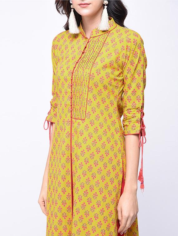 printed drawstring kurta with palazzo set - 15926962 - Zoom Image - 3