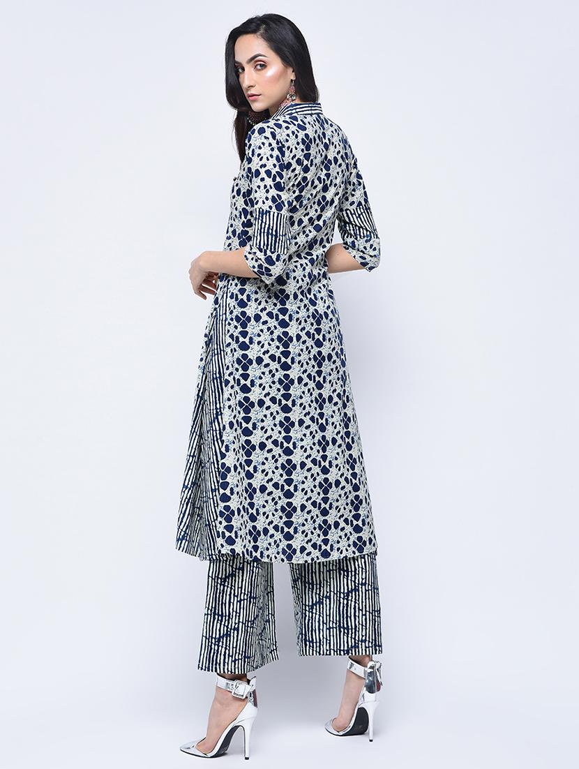 printed a-line kurta with palazzo set - 15926964 - Zoom Image - 2