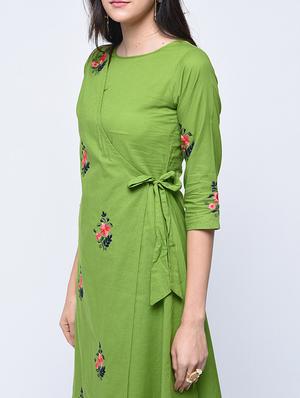 embroidered side knot kurta with palazzo set - 15926965 - Standard Image - 3