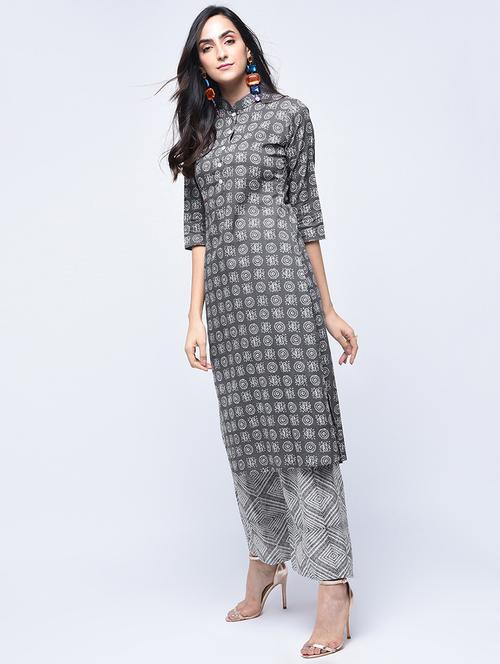printed kurta with palazzo set - 15926972 - Standard Image - 1