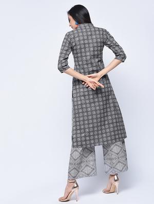 printed kurta with palazzo set - 15926972 - Standard Image - 2
