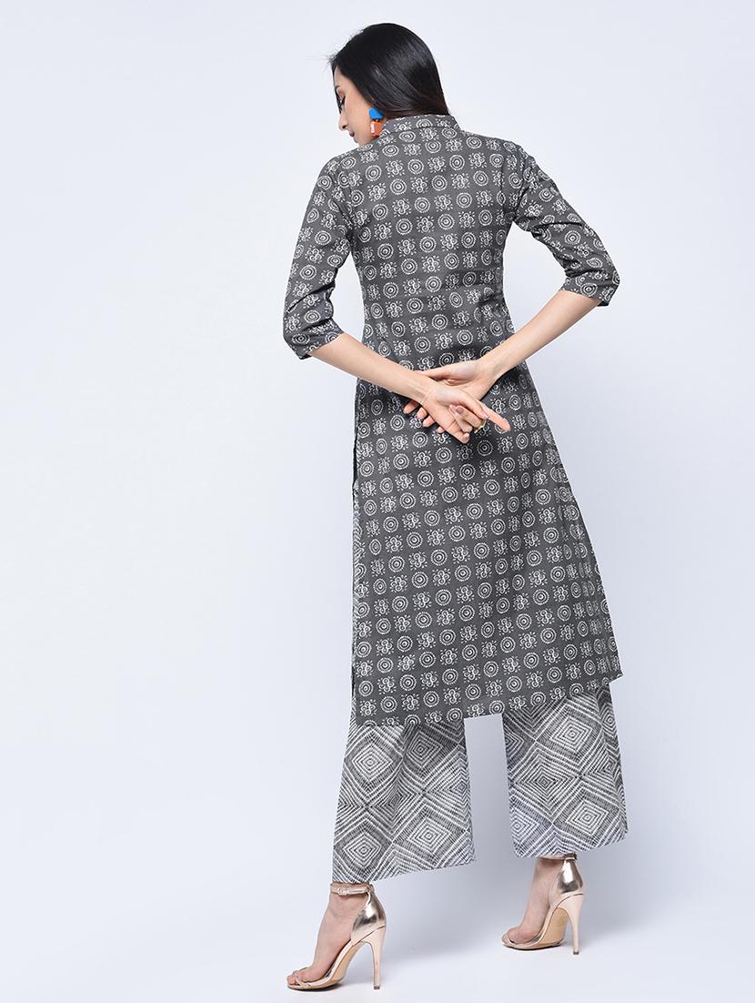 printed kurta with palazzo set - 15926972 - Zoom Image - 2