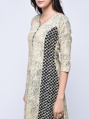 printed a-line kurta with palazzo set - 15926974 - Standard Image - 3