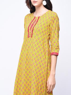 printed a-line kurta with palazzo set - 15926976 - Standard Image - 3
