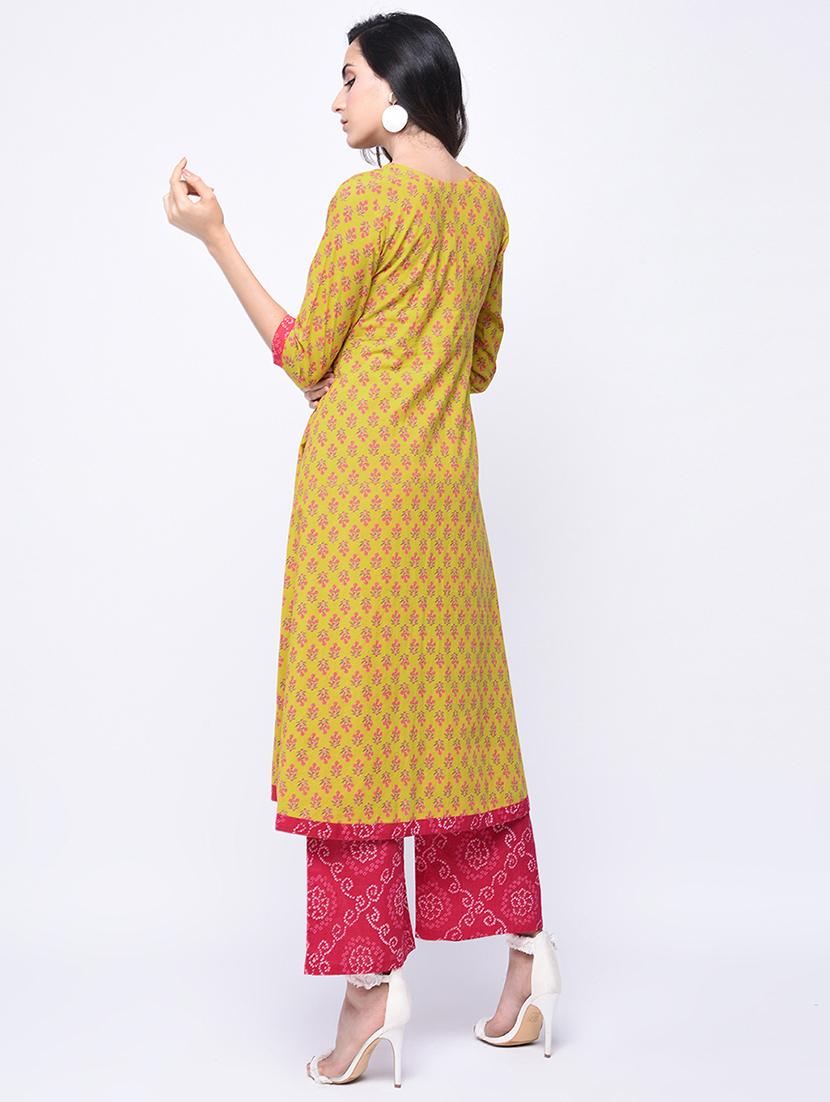 printed a-line kurta with palazzo set - 15926976 - Zoom Image - 2