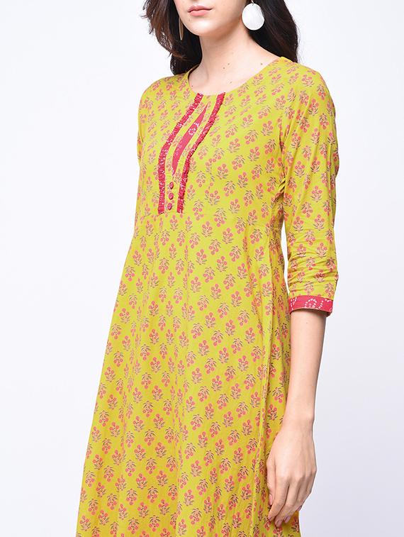 printed a-line kurta with palazzo set - 15926976 - Zoom Image - 3