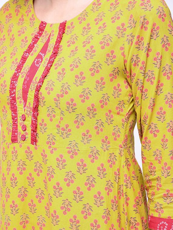 printed a-line kurta with palazzo set - 15926976 - Zoom Image - 4
