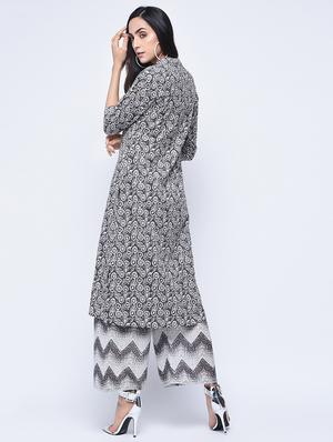 printed kurta with palazzo set - 15926977 - Standard Image - 2
