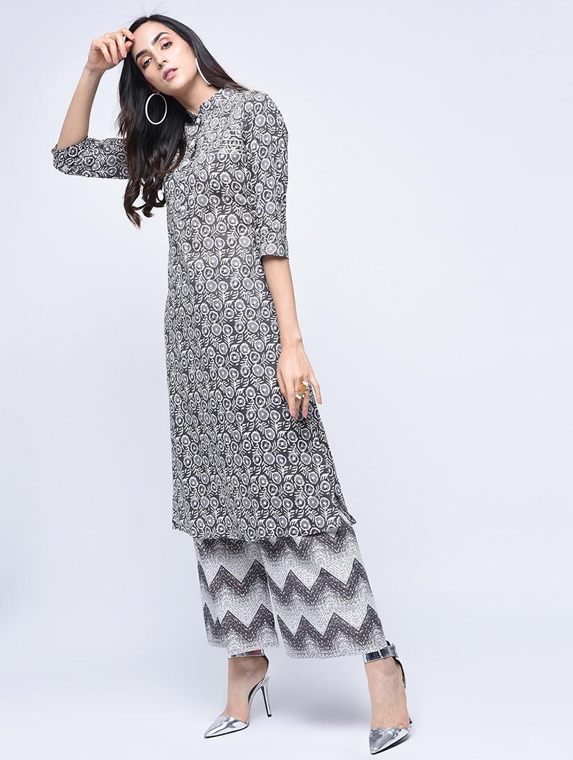 printed kurta with palazzo set - 15926977 - Zoom Image - 1