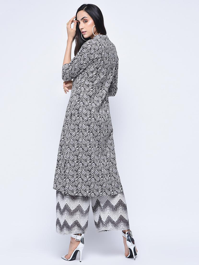 printed kurta with palazzo set - 15926977 - Zoom Image - 2
