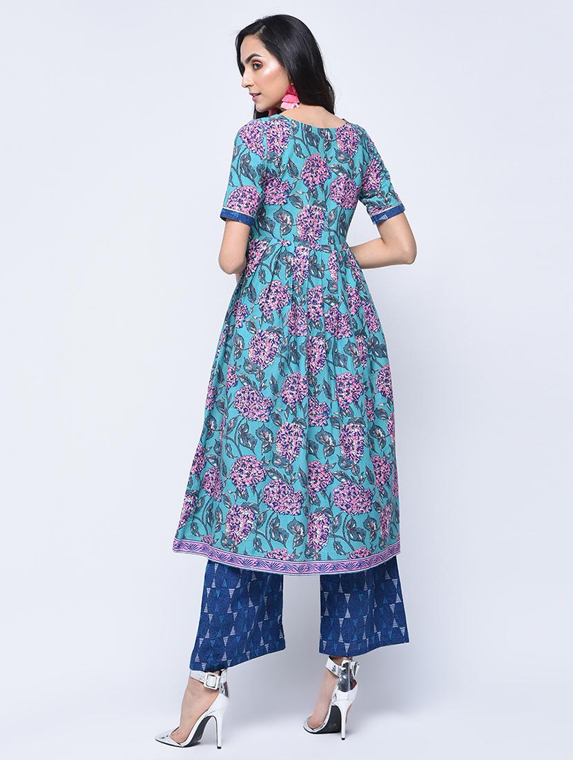 printed gota patti kurta with palazzo set - 15926978 - Zoom Image - 2