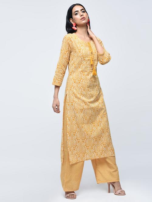 printed kurta with palazzo set - 15926982 - Standard Image - 1