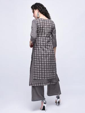 printed layered kurta with palazzo set - 15926995 - Standard Image - 2