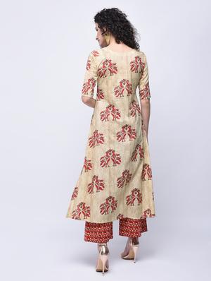 printed kurta with palazzo set - 15927002 - Standard Image - 2