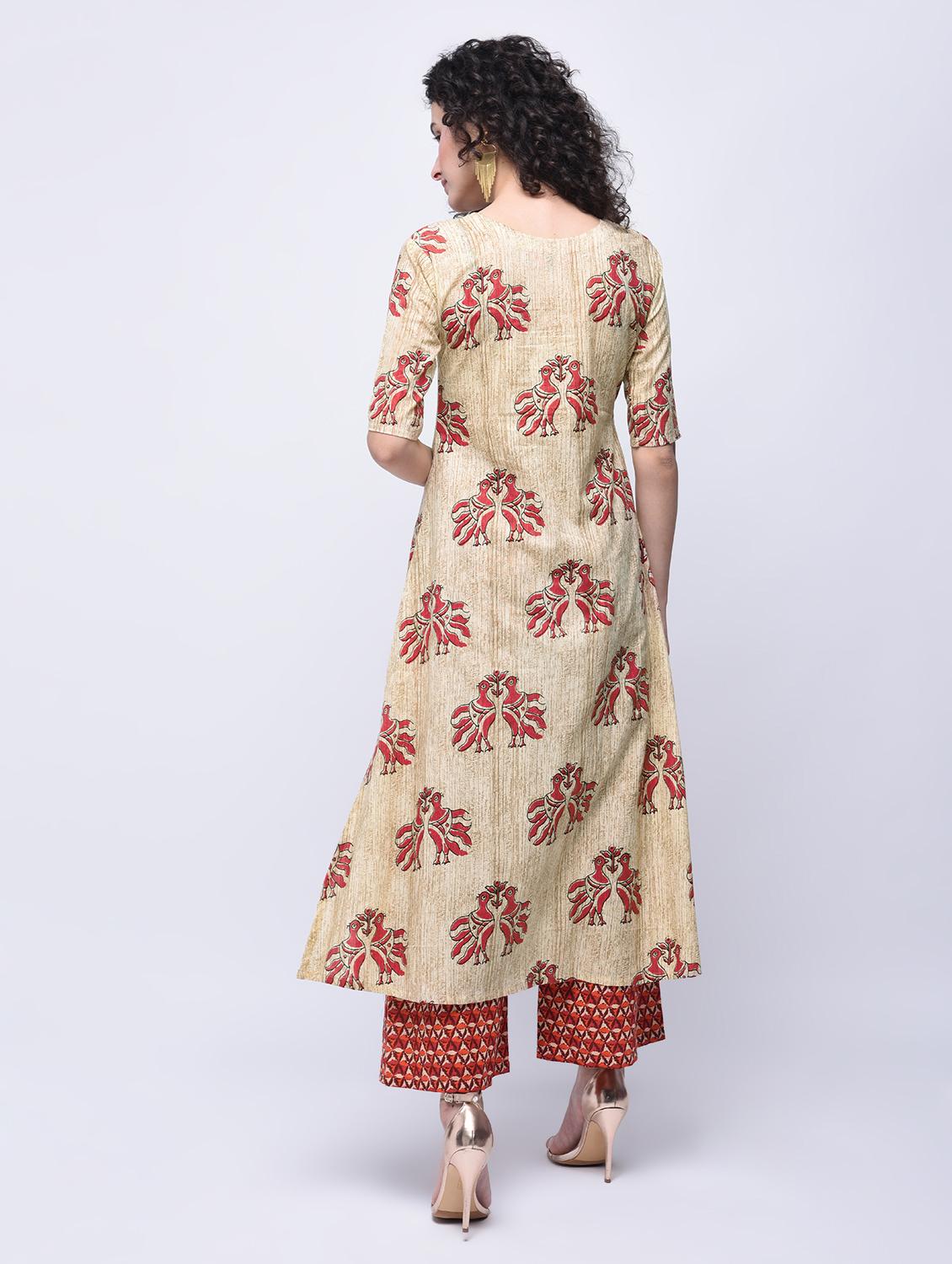 printed kurta with palazzo set - 15927002 - Zoom Image - 2