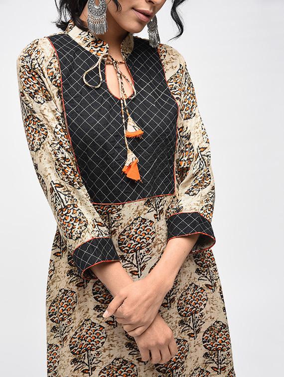 yoke design a-line kurta with palazzo set - 15927008 - Zoom Image - 4
