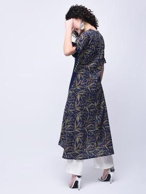 printed asymmetric kurta with palazzo set - 15927030 - Standard Image - 2