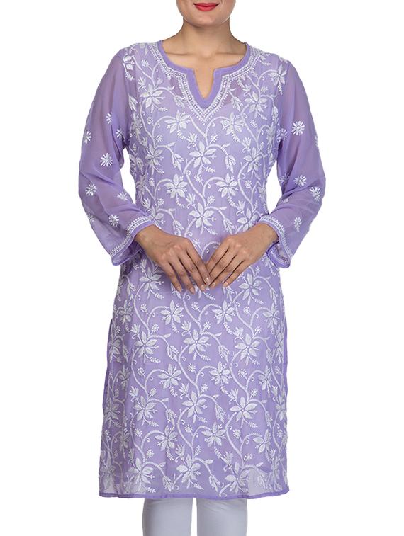 chikankari straight kurta - 15927038 - Zoom Image - 1