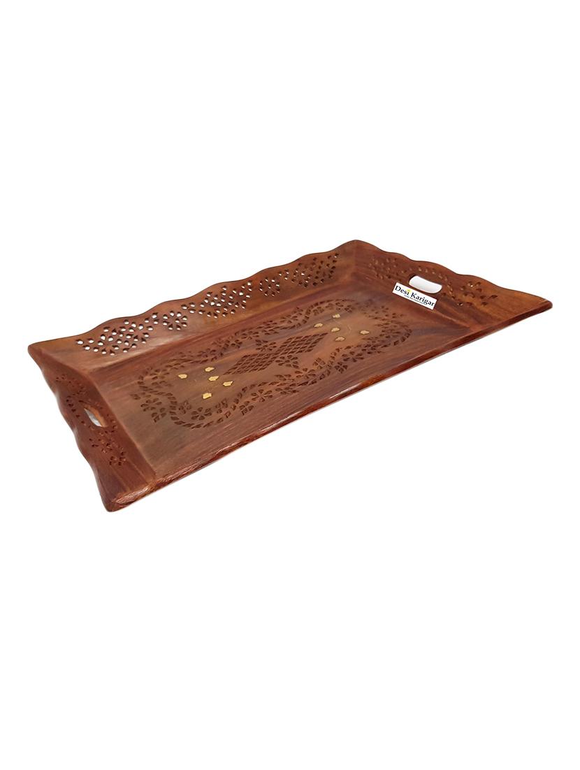 desi karigar jaali work wooden tray - 18"x12" - 15927330 - Zoom Image - 2