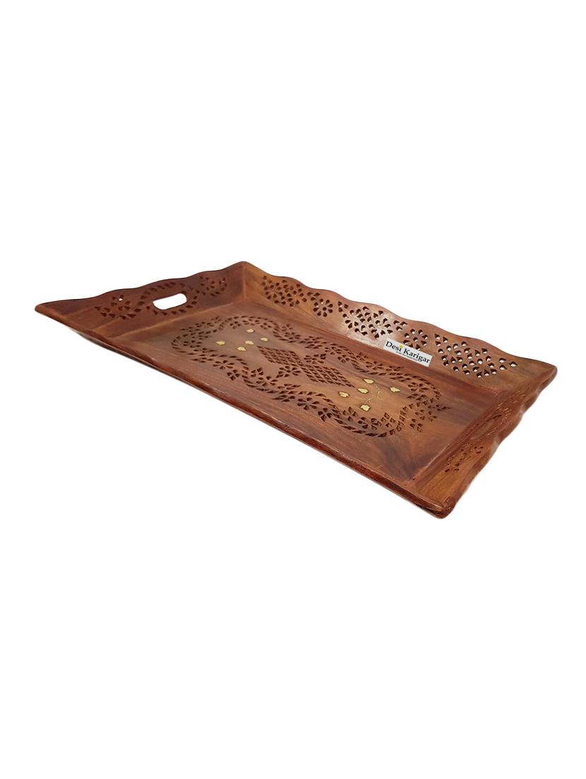desi karigar jaali work wooden tray - 18"x12" - 15927330 - Zoom Image - 3