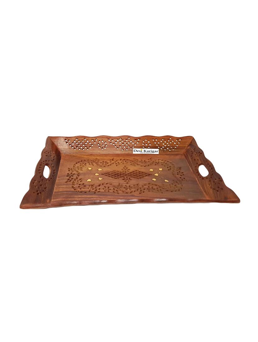 rectangular brass and jali work tray - 15927331 - Zoom Image - 2