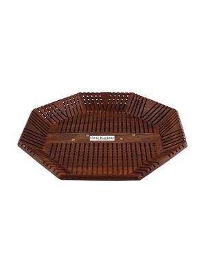 desi karigar octagon cutting wood tray - 15927352 - Standard Image - 3