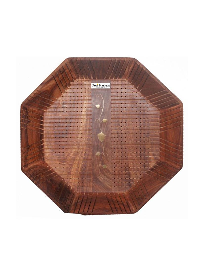 desi karigar octagon cutting wood tray - 15927352 - Zoom Image - 2