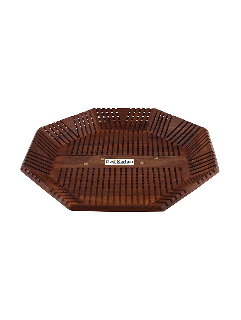 desi karigar octagon cutting wood tray - 15927352 - Zoom Image - 3