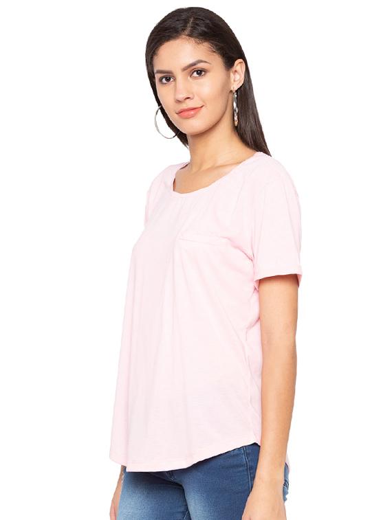 pocket detail curved hem tee - 15927488 - Zoom Image - 2