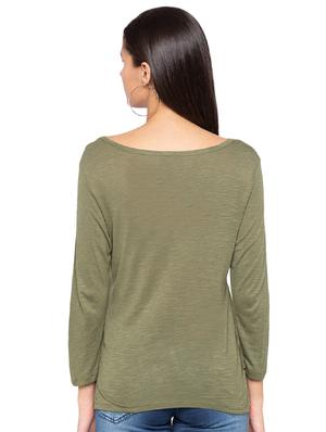 olive boat neck top - 15927516 - Standard Image - 3