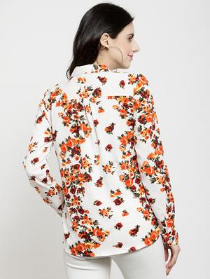 floral curved hem shirt - 15927604 - Standard Image - 3
