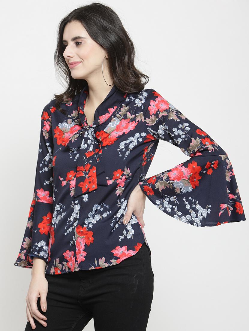 floral bell sleeved top - 15927605 - Zoom Image - 2