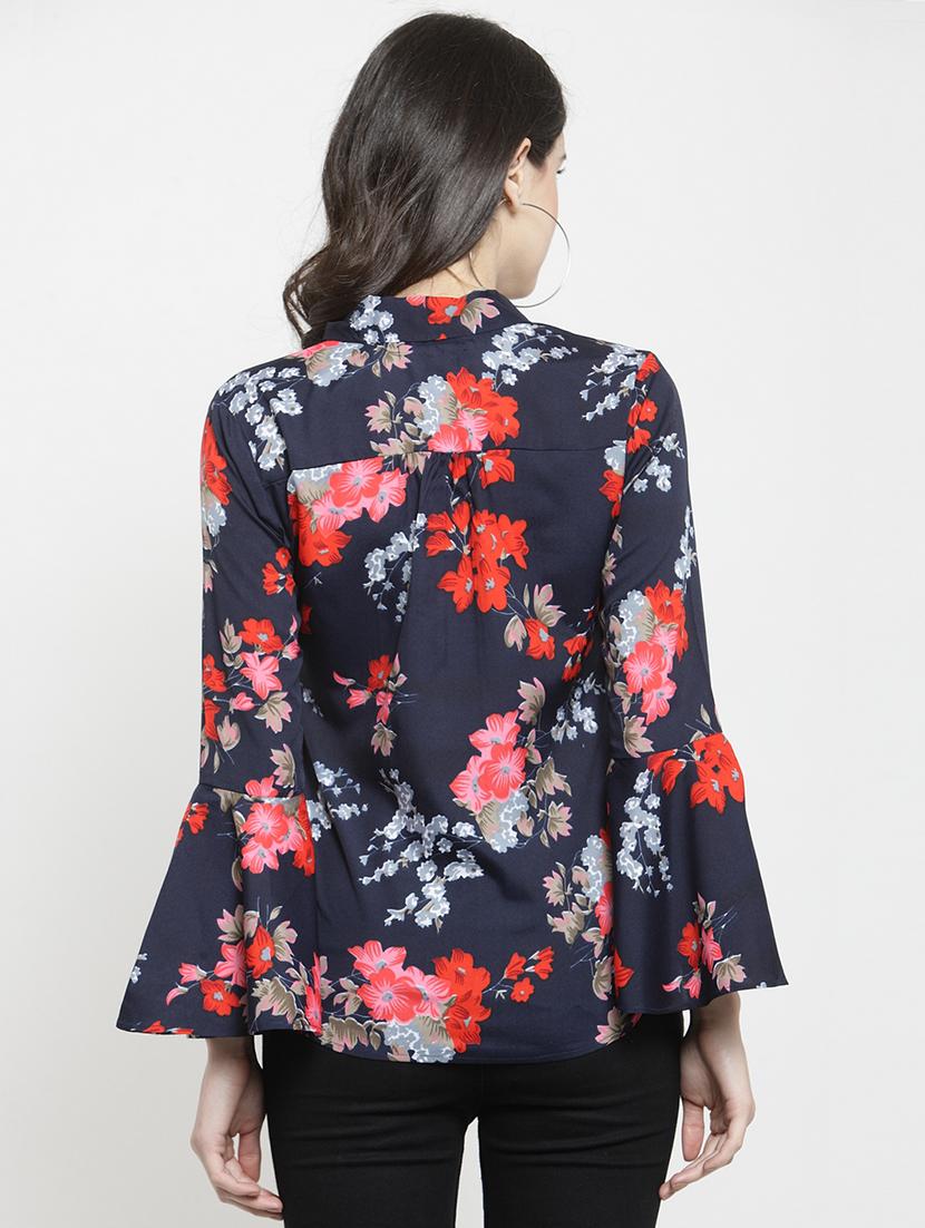 floral bell sleeved top - 15927605 - Zoom Image - 3