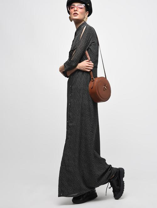 slit sleeved button down maxi dress - 15928072 - Standard Image - 1