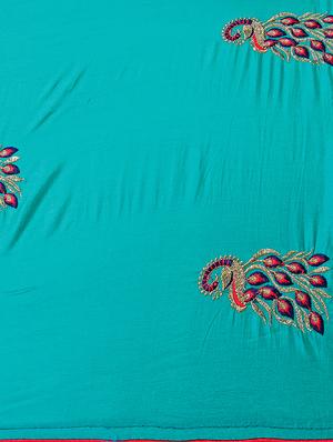 conversational sky blue embroidered saree with blouse - 15928491 - Standard Image - 4